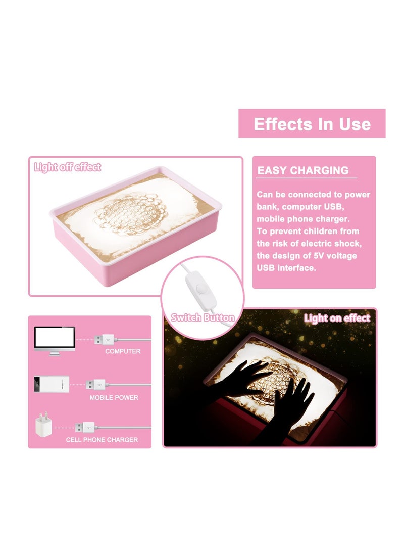 Y&D 16Inch Sand Painting Light Box, Art Kits for Kids, Table Toys, Holiday, Birthday Gifts Boys Girls (Pink)  - Image 5