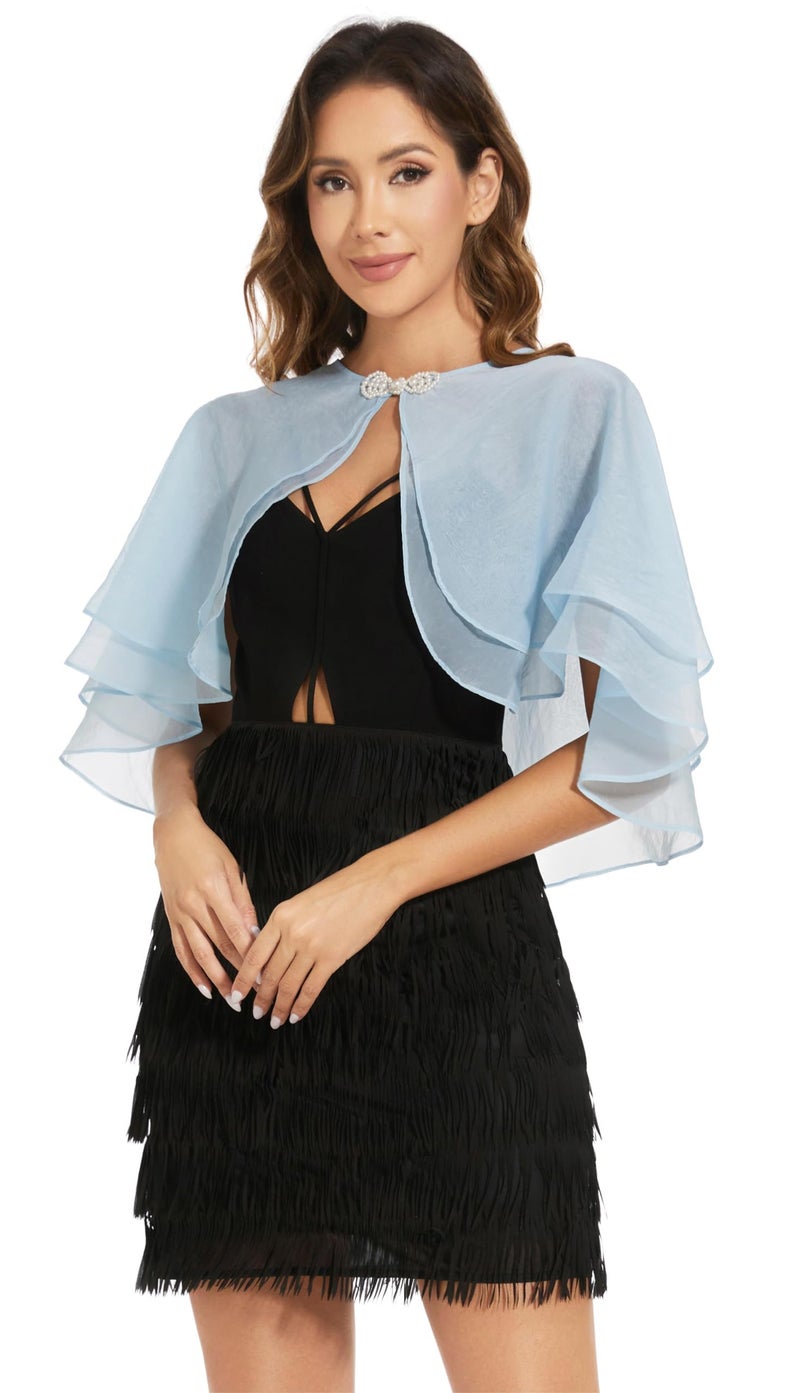 Sepsap Women's Sheer Tencel Shawls and Wraps for Evening Dresses Soft Wedding Cape Lightweight Bridesmaid Scarves Cover Up (Sky Blue) - Image 5
