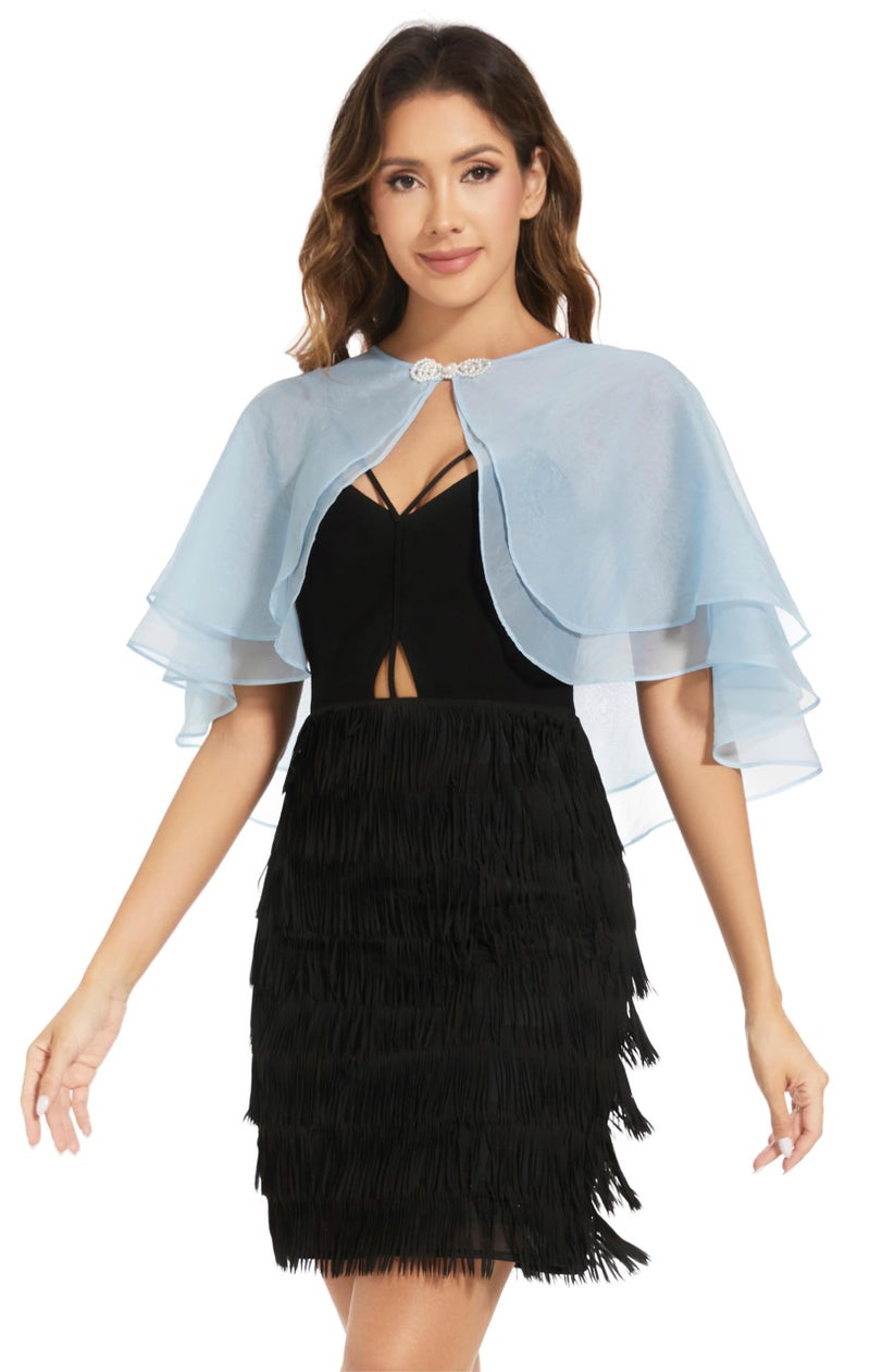 Sepsap Women's Sheer Tencel Shawls and Wraps for Evening Dresses Soft Wedding Cape Lightweight Bridesmaid Scarves Cover Up (Sky Blue) - Image 3