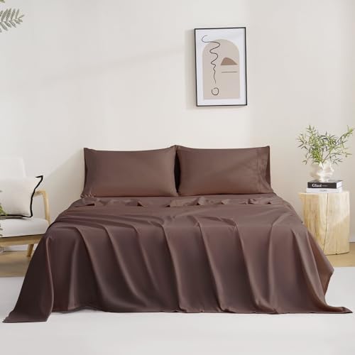 M&Co MCO Bedding Queen Bed Sheets Set - Soft Bed Sheets - Cooling Breathable Bedding Set with 16" Deep Pocket (4 Pieces, Queen, Chocolate Brown) - Image 2