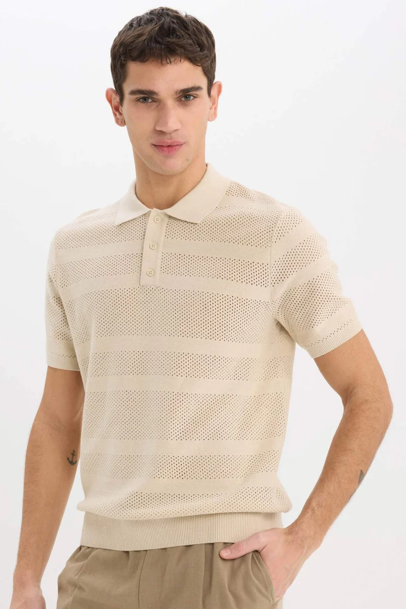 DeFacto Standard Fit Short Sleeve Knitted Polo T-Shirt