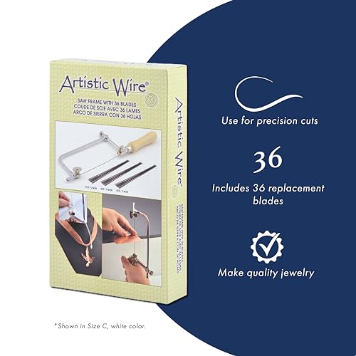 Artistic Wire Jewelers Saw Frame Kit - Jewelers Saw with 36 Blade Assortment (3/0, 2/0, 1/0 Sizes) - Ideal for Jewelers, Silversmiths, Hobbyworkers, DIYers - Image 2