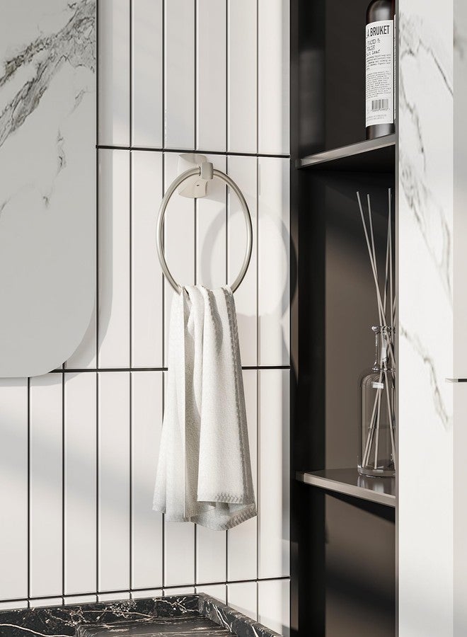 WZRUA Hand Towel Holder for Bathroom Kitchen Brushed Nickel Towel Ring Towel Hanger Stainless Steel and Zinc Alloy Wall Mount - Image 2