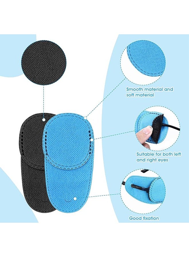 12 PCS Eye Patches for Glasses, Reusable Non-Woven Fabric Eye Patch Glasses Cover Right Left Eye Patches for Adults Kids Lazy Eye Amblyopia Strabismus Improve Right Left(black,blue) - Image 5