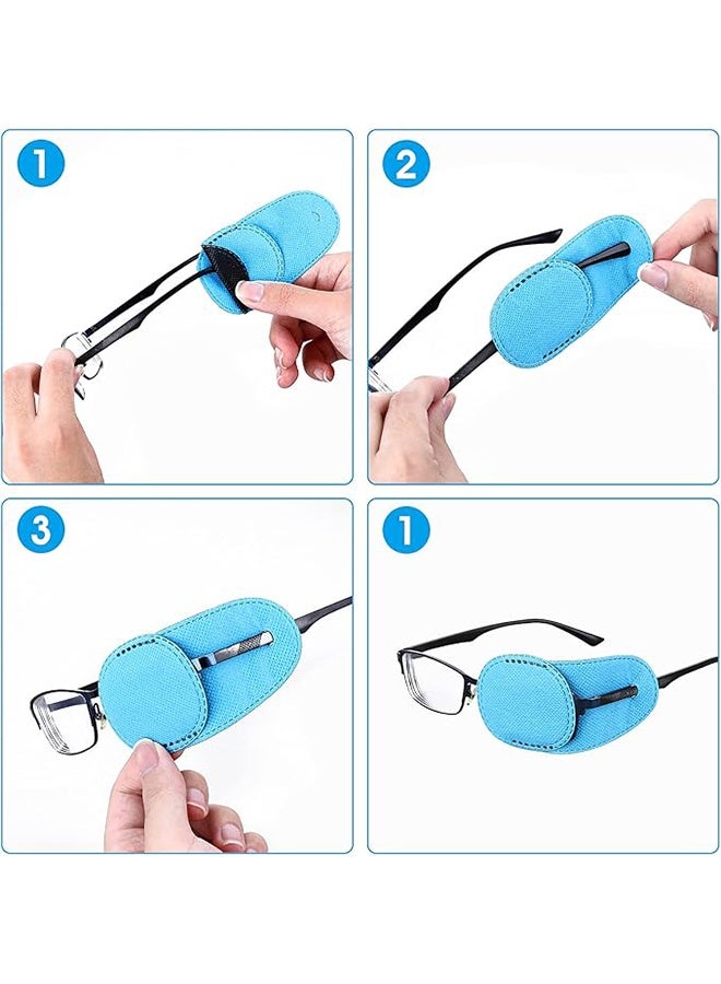 12 PCS Eye Patches for Glasses, Reusable Non-Woven Fabric Eye Patch Glasses Cover Right Left Eye Patches for Adults Kids Lazy Eye Amblyopia Strabismus Improve Right Left(black,blue) - Image 4