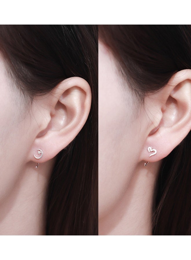 S999 pure silver earrings with cute temperament, ins non removable earrings, foot silver earrings, ear holes, anti blocking and compact earrings - Image 5