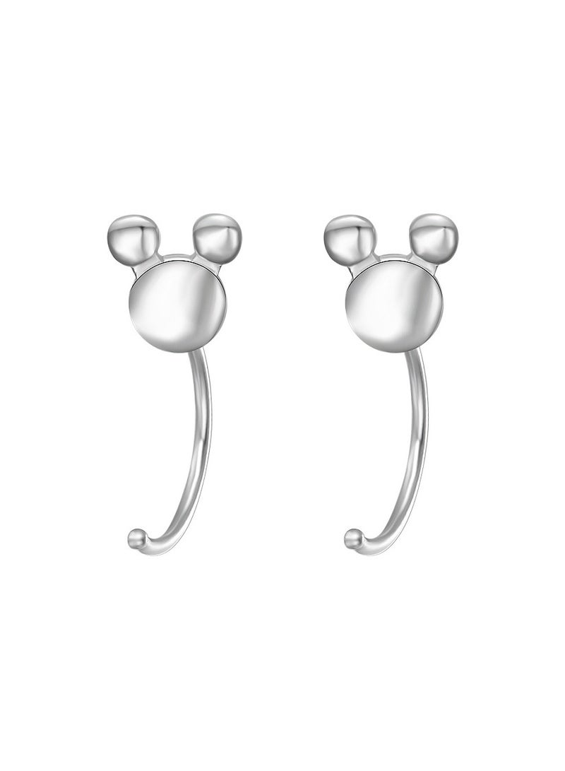 S999 pure silver earrings with cute temperament, ins non removable earrings, foot silver earrings, ear holes, anti blocking and compact earrings - Image 1