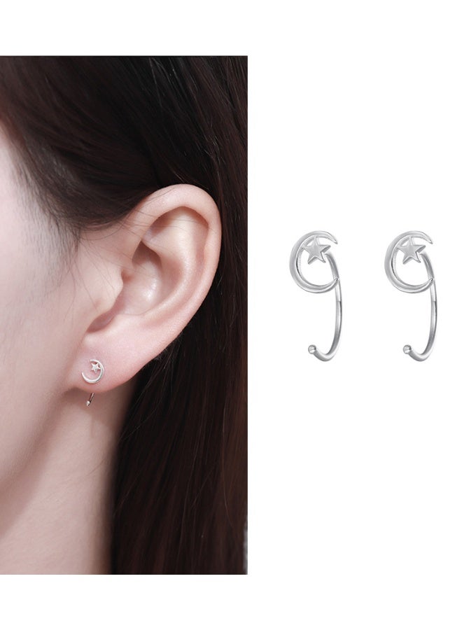 S999 pure silver earrings with cute temperament, ins non removable earrings, foot silver earrings, ear holes, anti blocking and compact earrings - Image 4
