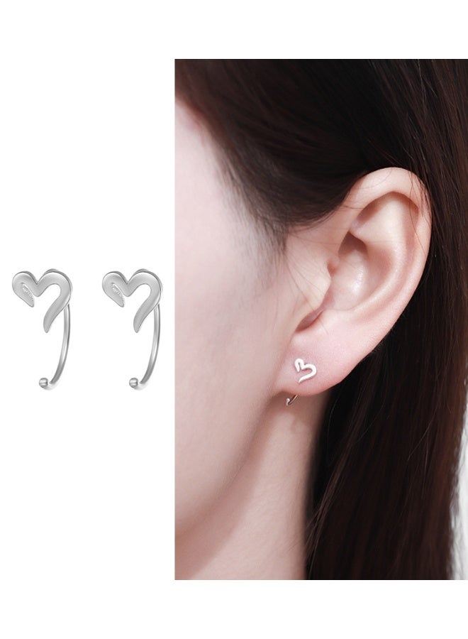 S999 pure silver earrings with cute temperament, ins non removable earrings, foot silver earrings, ear holes, anti blocking and compact earrings - Image 3