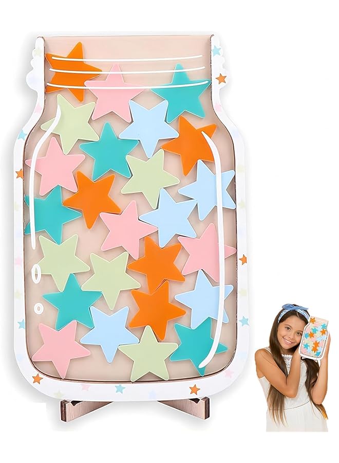 erorex Stars Reward Jar For Kids Star Jar Reward System Incentive Jar For Classroom Magnetic Class Chore Bulletin Board Behavior Jar Classroom Management Tool Magnets Included - Image 1