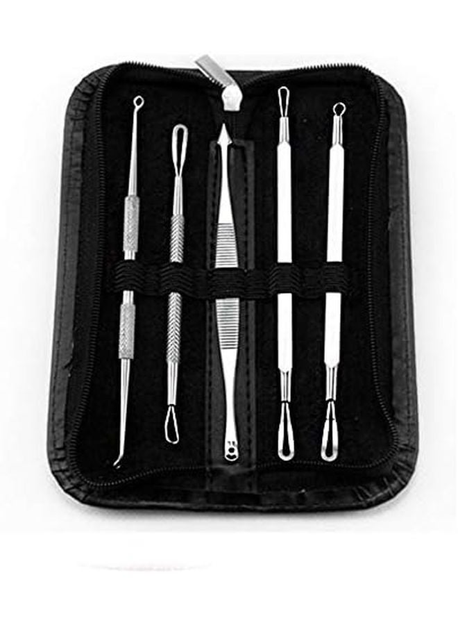 5PCS Stainless Steel Blackhead Remover Tool Set For Nose Face Skin Acne Removal - Image 1