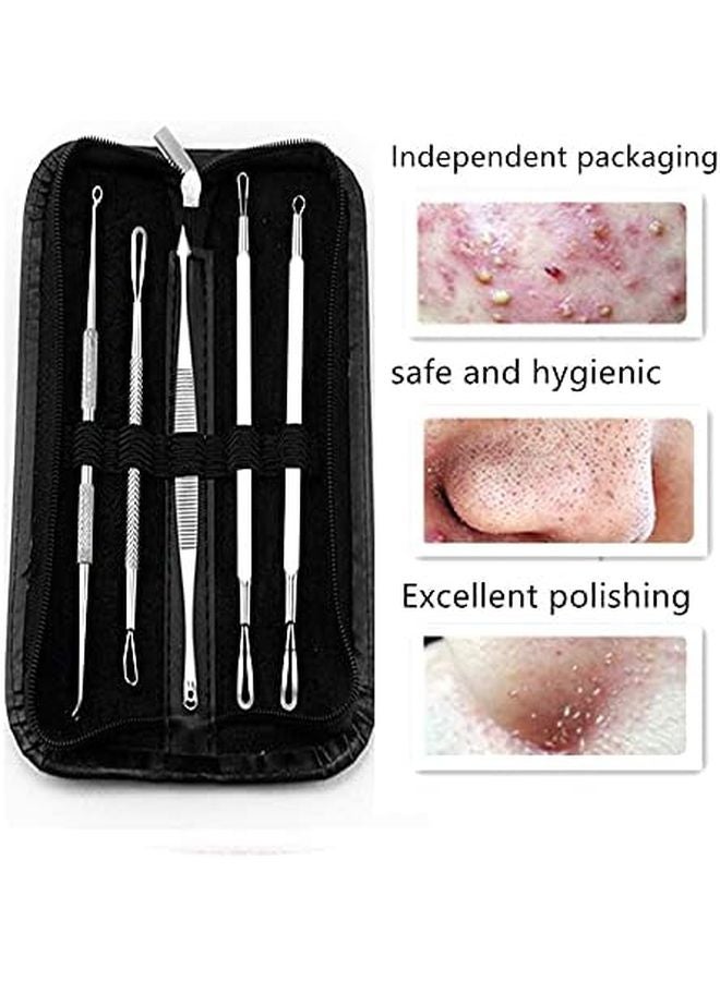 5PCS Stainless Steel Blackhead Remover Tool Set For Nose Face Skin Acne Removal - Image 4