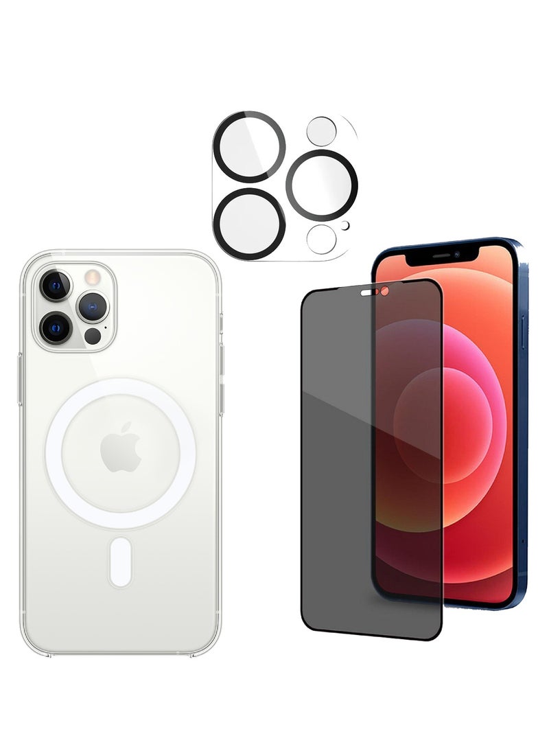دوسالا حزمة 3 قطع من غطاء كامل لجهاز iPhone 12 Pro مقاس 6.1 بوصة مع واقي عدسة كاميرا iPhone 12 Pro وواقي شاشة خصوصية لجهاز iPhone 12 Pro مقاس 6.1 بوصة لحافظة ماغسيف لجهاز iPhone 12 Pro - Image 1