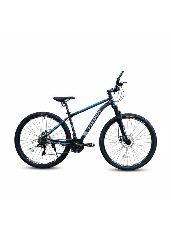 Trinx M136 Pro 29 Inch Alloy Hardtail Mountain Bike, 21-Speed, Mechanical Disc Brakes, Kenda Tires, , Lock-Out Suspension Fork, Aluminum Crankset & 1 Year Warranty by Aboelgoukh & Maxlerz – Blue & Gray Color - Image 2
