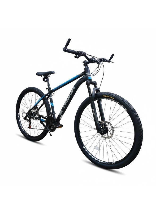 Trinx M136 Pro 29 Inch Alloy Hardtail Mountain Bike, 21-Speed, Mechanical Disc Brakes, Kenda Tires, , Lock-Out Suspension Fork, Aluminum Crankset & 1 Year Warranty by Aboelgoukh & Maxlerz – Blue & Gray Color - Image 1