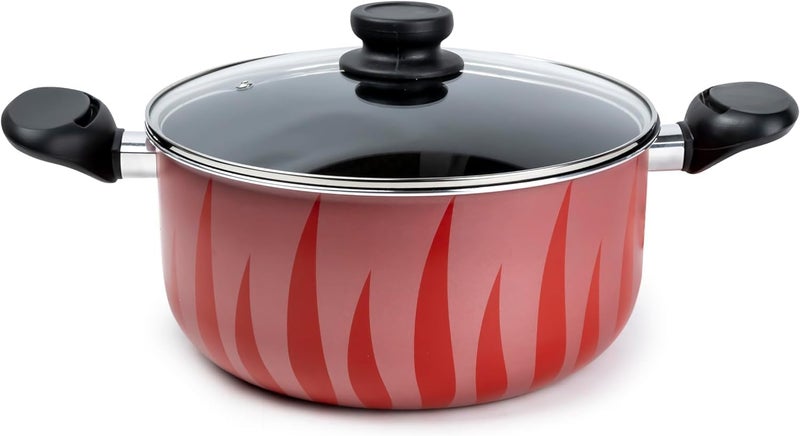 SENSTAN Flame Design Non-Stick Casserole with Lid and, Stew Pot Suitable for Gas, Electric, Induction, and Ceramic Stove Dutch Oven - 22cm - Image 1