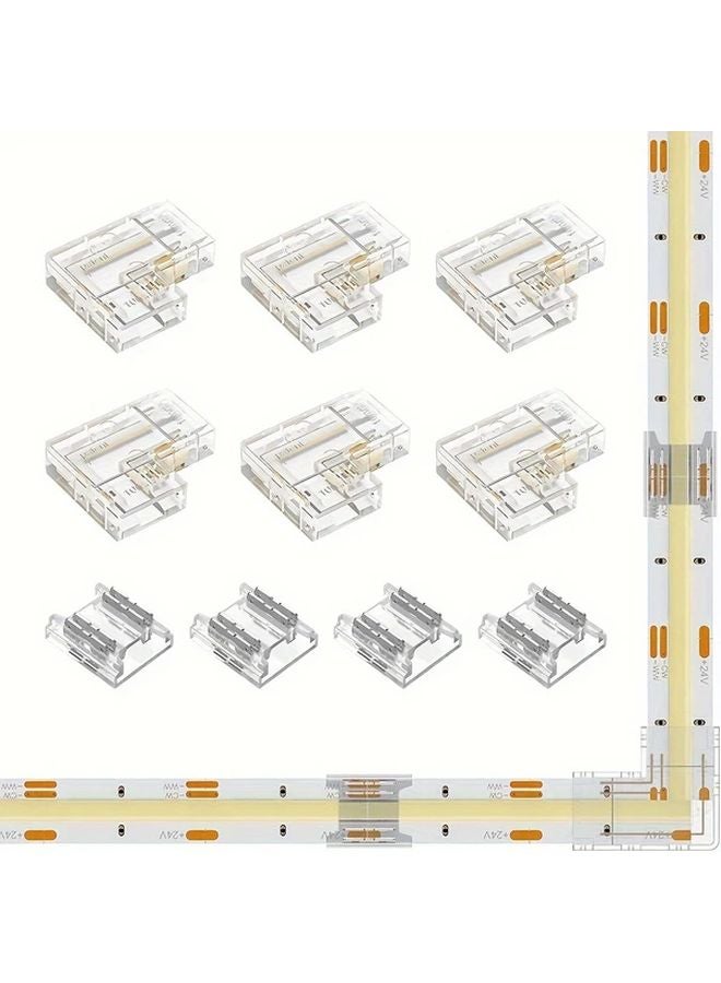 10mm Width 3pin CCT LED Strip Connector Kit With L Shaped And Strip To Strip Connectors - Image 1