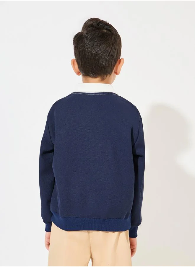 Styli Patch Detail 2In1 Style Knit Sweatshirt