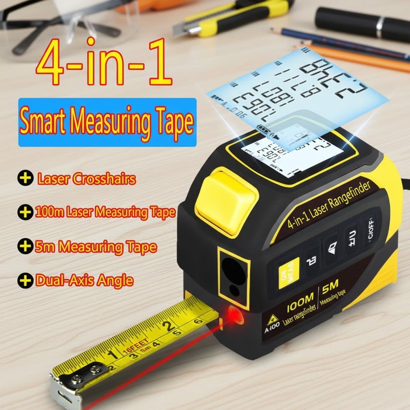 4-in-1 Digital Laser Tape Measure 40m Laser Distance Meter 5m Tape Dual-Axis Electronic Level Crosshair Markings Rechargeable Backlit LCD Display - Image 5