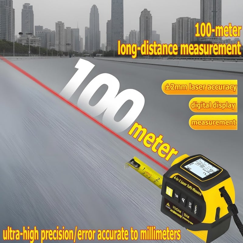 4-in-1 Digital Laser Tape Measure 40m Laser Distance Meter 5m Tape Dual-Axis Electronic Level Crosshair Markings Rechargeable Backlit LCD Display - Image 3