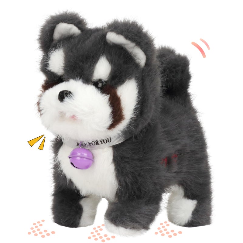 Hopearl Walking Dog Repeat What You Said Interactive Electronic Pet Plush Bark Puppy Toy Animated Singing Speaking Glowing Walking Gift for Toddlers Birthday Gray 7 - Image 3