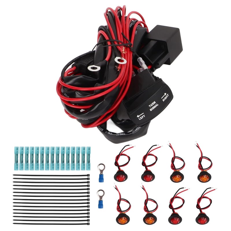 UTV Turn Signal Rocker Switch Kit, ABS Material, Compatible with, Cart Turn Signal Harness with Flasher Relay for Street Legal Lighting (Horizontal Switch) - Image 5