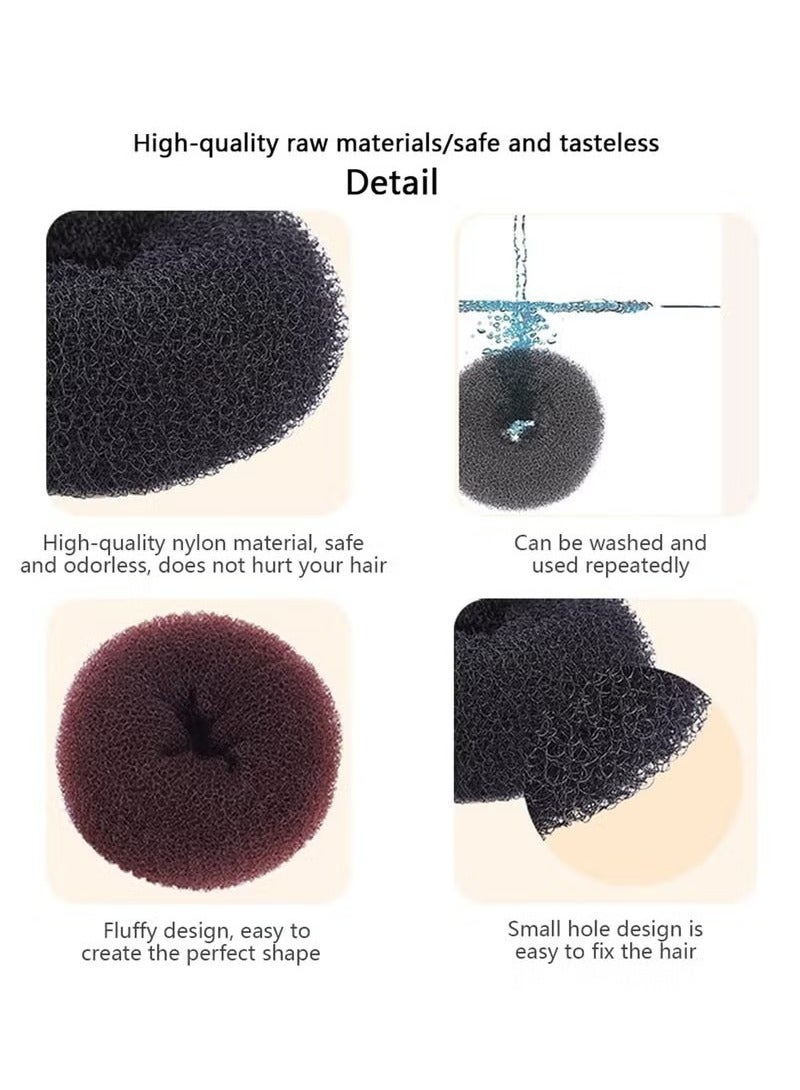 3 PCS Magic Hair Rings, Hair Bun Maker, Magic Donut Bun Maker Chignon Hair Donut Sock Bun, Self Made Sponge Hair Clip, Hair Bun Hair Accessories (Black + Beige + Khaki) - Image 3