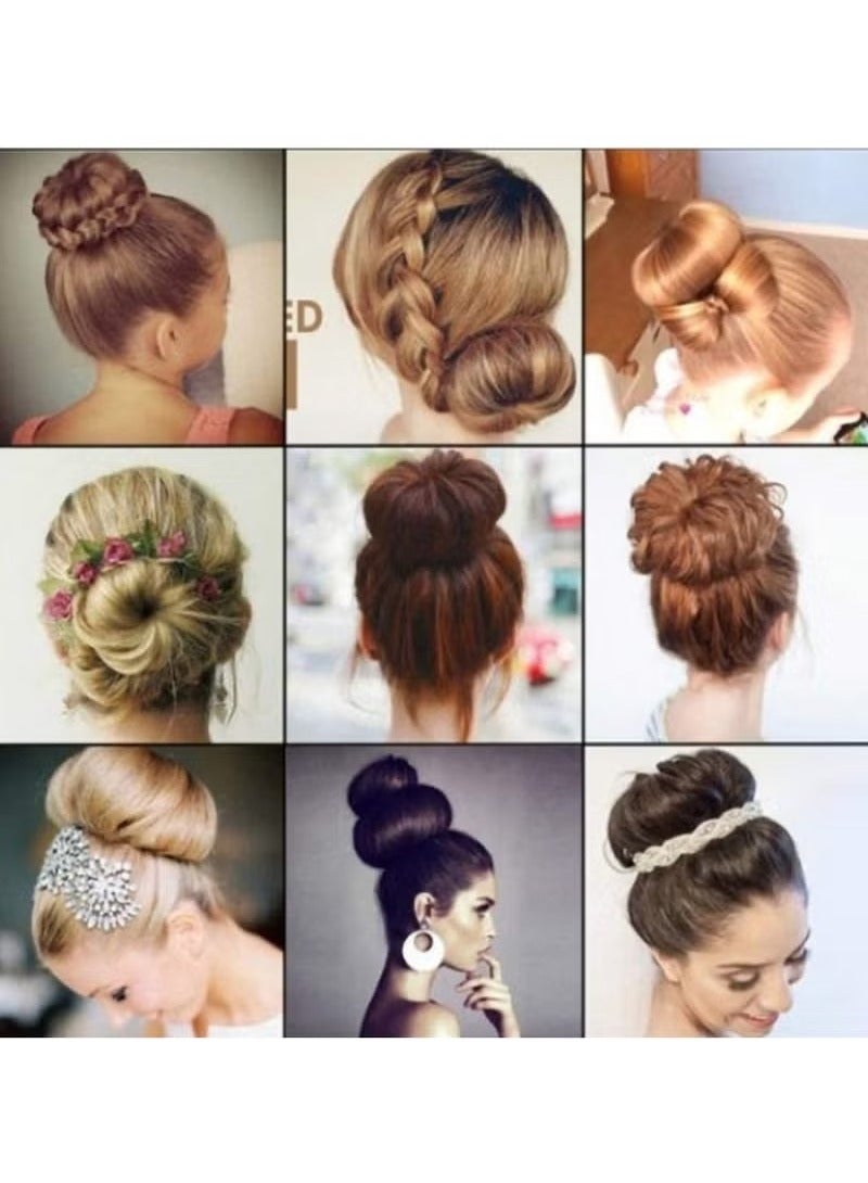 3 PCS Magic Hair Rings, Hair Bun Maker, Magic Donut Bun Maker Chignon Hair Donut Sock Bun, Self Made Sponge Hair Clip, Hair Bun Hair Accessories (Black + Beige + Khaki) - Image 5