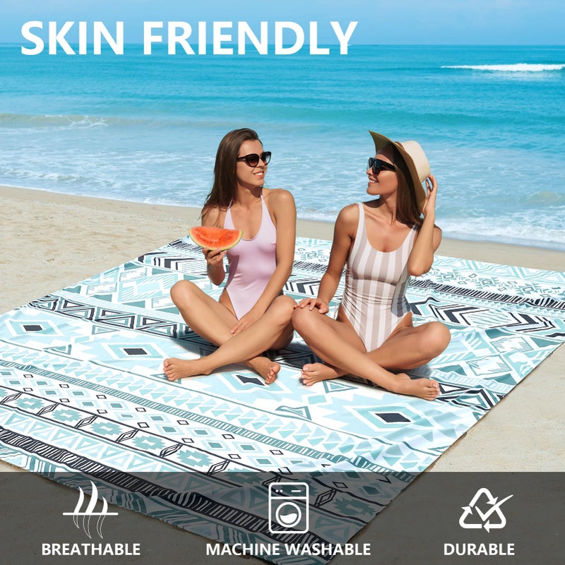 HIHOHO Beach Blanket Waterproof Sandproof Extra Large Beach Mat 79" X 83"/120"x108"for 1-8 Adults Quick Drying Durable Outdoor Picnic Mat for Beach Travel Camping Hiking - Image 3