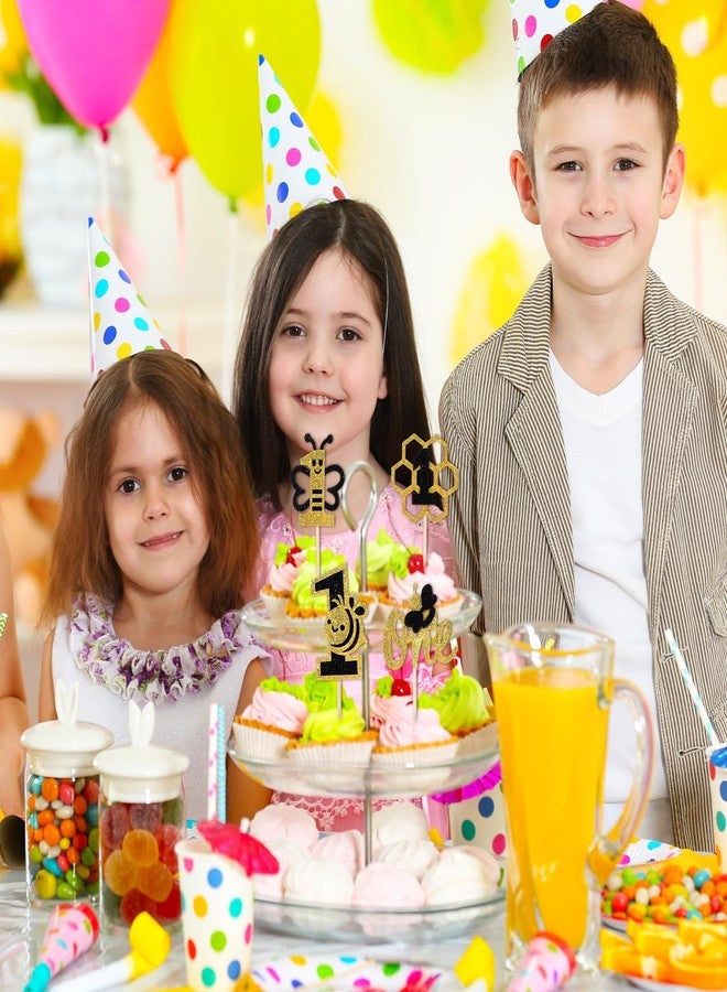 جريفوسيا زينة كب كيك النحل من Grevosea، 24 قطعة، زينة كب كيك النحل باللونين الأسود والذهبي، زينة كعكة النحل الأولى للبنات لحفلات استقبال المولود الجديد، لوازم حفلات أعياد الميلاد الأولى للبنات - Image 4