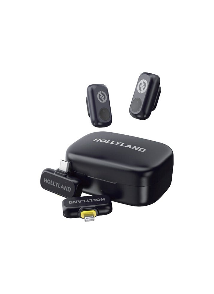 Hollyland Hollyland LARK A1 Combo Wireless Microphone System for 2 People – Dual Mic with USB-C & Lightning for iPhone and Android, Noise Reduction, 2.4GHz Transmission – Space Gray  - Image 1