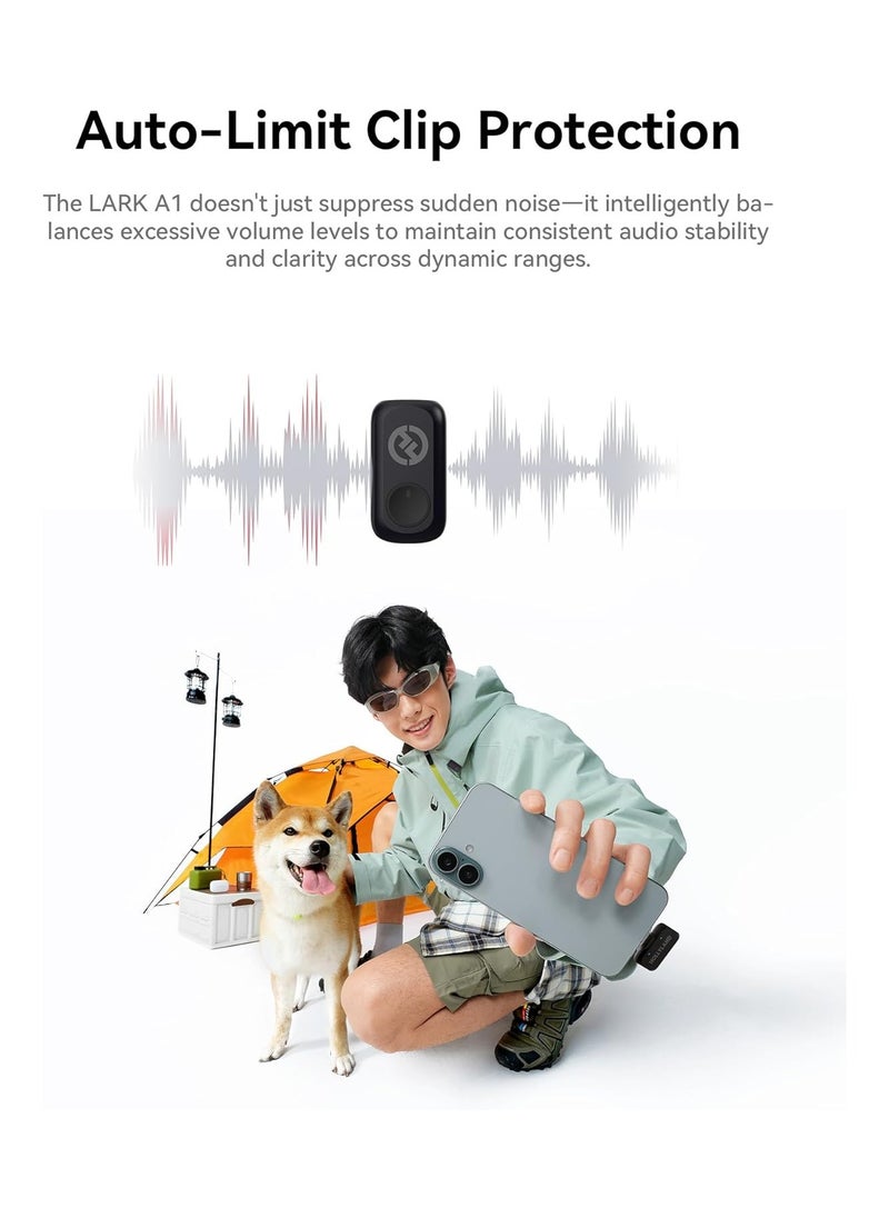 Hollyland Hollyland LARK A1 Combo Wireless Microphone System for 2 People – Dual Mic with USB-C & Lightning for iPhone and Android, Noise Reduction, 2.4GHz Transmission – Space Gray  - Image 5