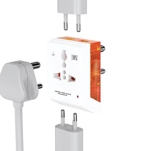 MX 3-Pin Universal Multi Plug Fast Charging Travel Adapter | All-in-1 Worldwide Travel Adapter | Surge Protector | LED Indicator | Compact Design | Supports 150+ Countries | Safety Shutter - Image 1
