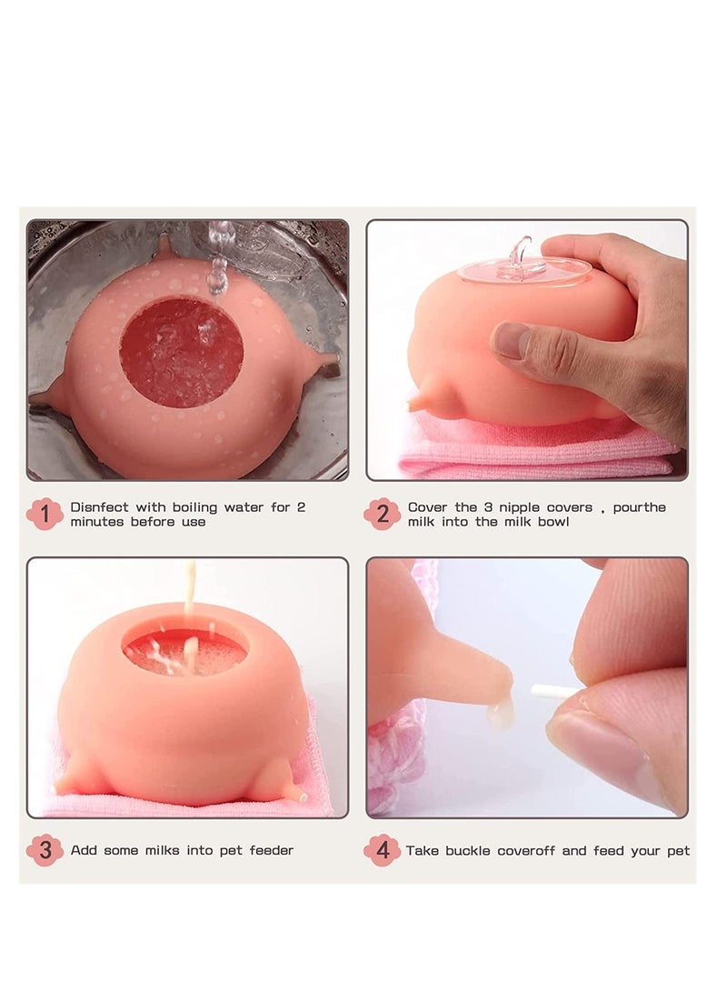 KASTWAVE Puppy Milk Feeder with 4 Nipples Silicone Milk Feeding Bowl Puppy Kitten Nursing Station for Feeding Small Newborn Pets Within Two Weeks - Image 5