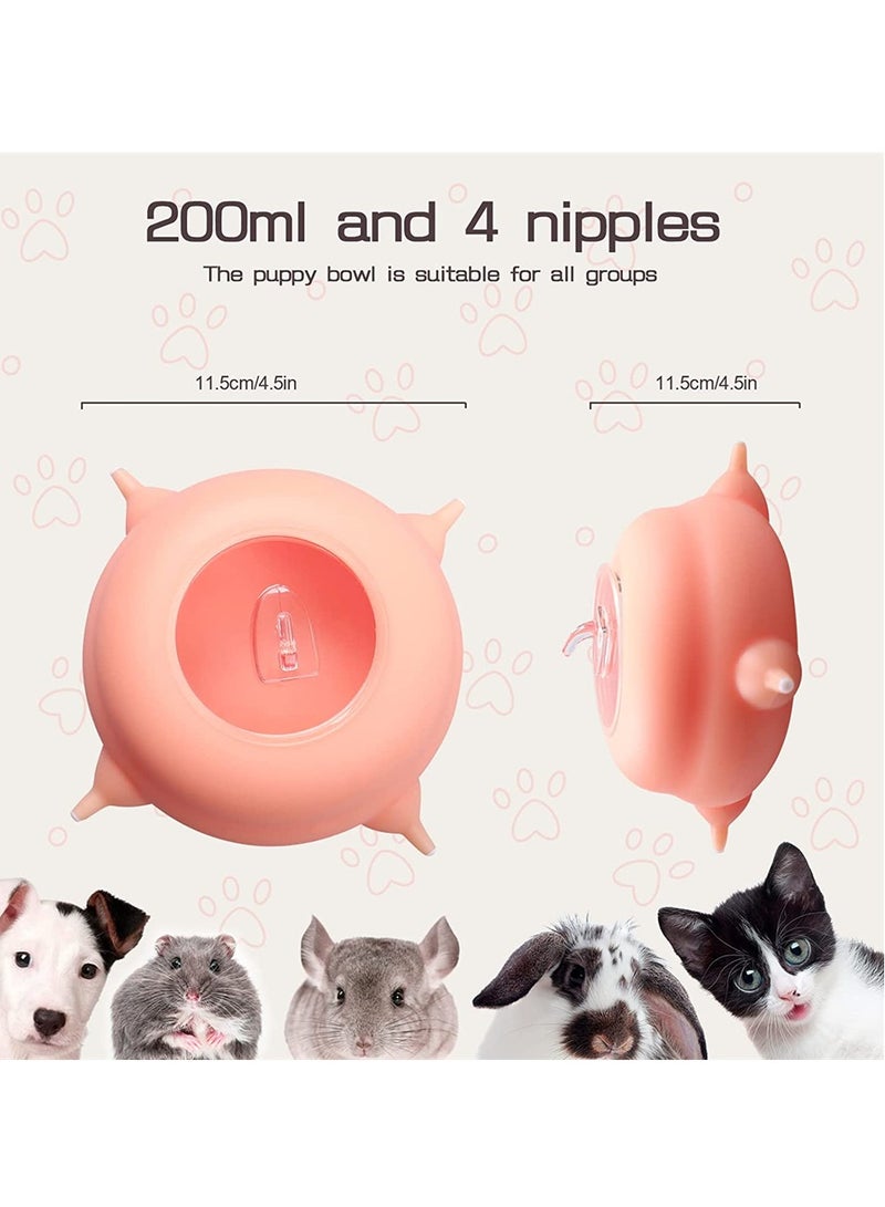 KASTWAVE Puppy Milk Feeder with 4 Nipples Silicone Milk Feeding Bowl Puppy Kitten Nursing Station for Feeding Small Newborn Pets Within Two Weeks - Image 3