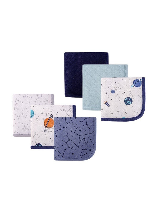 hudson baby 6 Piece Quilted Washcloths Space  - Image 1