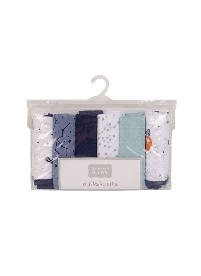 hudson baby 6 Piece Quilted Washcloths Space  - Image 2