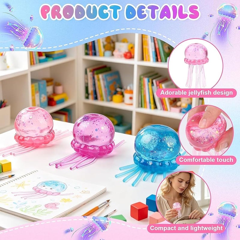 QITAI Jellyfish Squeeze Toys, Drop Malt Sugar Balls Relieve Stress, Sensory Toy with a Super Solid Squish for Adult, Squishy Ultra Squishy and Moldable Slow Rise (Blue) - Image 2
