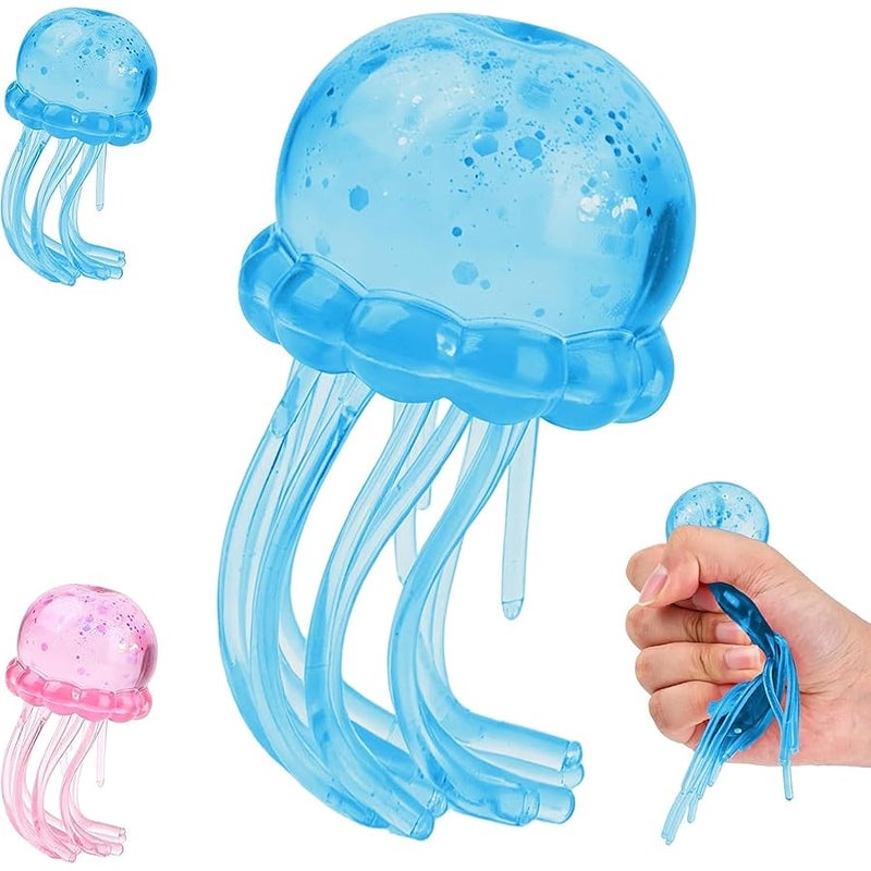 QITAI Jellyfish Squeeze Toys, Drop Malt Sugar Balls Relieve Stress, Sensory Toy with a Super Solid Squish for Adult, Squishy Ultra Squishy and Moldable Slow Rise (Blue) - Image 1