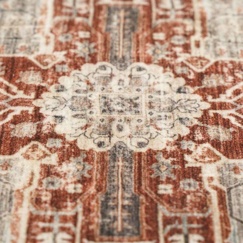 RUUGME Washable 9x12 Area Rugs - Large Rugs for Living Room Stain Resistant Carpet Vintage Rugs for Bedroom with Non Slip Backing Home Decor Floor Decoration Mat (9x12 Brick) - Image 4