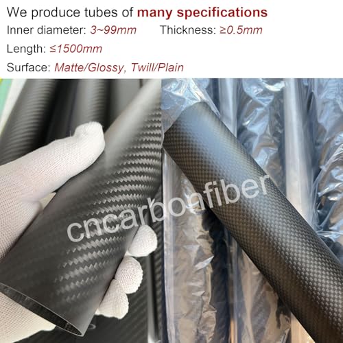 cncarbonfiber 4pcs Carbon Fiber Tube 10mmx8mmx420mm.6/8/12/16/22/25/30mm Available, 3K roll Wrapped Twill Matte Finish - Image 4