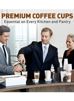 Generic Disposable Coffee Cup for Hot Drinks 16 Oz White with Black Dome Lid and Kraft Bag 50 Pack  - Image 4