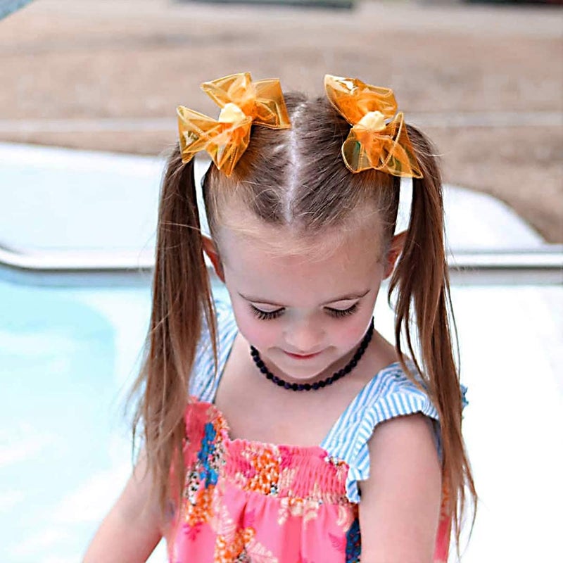 CN Waterproof Jelly Hair Bows, Multi-colored PVC Summer Swim Pool Bow Clips Transparent Hair Accessories for Girls Toddler Infants Kids Teens Children (Swim Pool Bows, 4inch) - Image 2