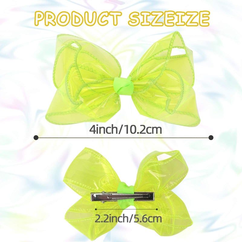 CN Waterproof Jelly Hair Bows, Multi-colored PVC Summer Swim Pool Bow Clips Transparent Hair Accessories for Girls Toddler Infants Kids Teens Children (Swim Pool Bows, 4inch) - Image 4