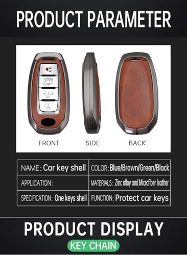TECART 5-Button Car Key Fob Cover Fit for Infiniti Key Case Protector Keychain Holder Fit for Q50 Q60 QX50 QX55 QX60 Black - Image 4