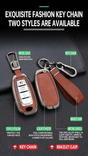 TECART 5-Button Car Key Fob Cover Fit for Infiniti Key Case Protector Keychain Holder Fit for Q50 Q60 QX50 QX55 QX60 Black - Image 5