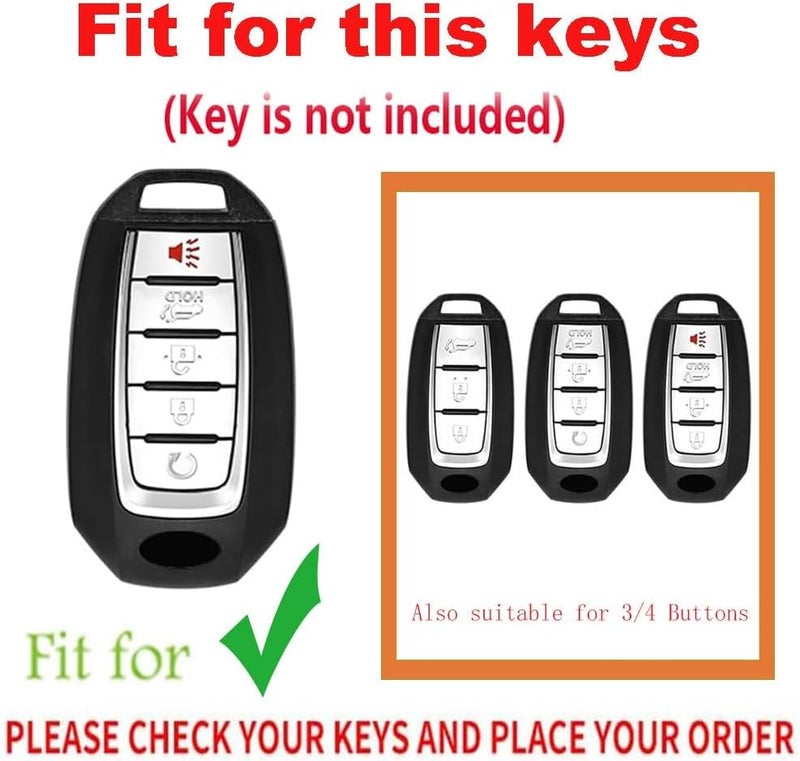 TECART 5-Button Car Key Fob Cover Fit for Infiniti Key Case Protector Keychain Holder Fit for Q50 Q60 QX50 QX55 QX60 Black - Image 2
