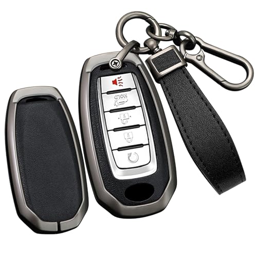 TECART 5-Button Car Key Fob Cover Fit for Infiniti Key Case Protector Keychain Holder Fit for Q50 Q60 QX50 QX55 QX60 Black - Image 1