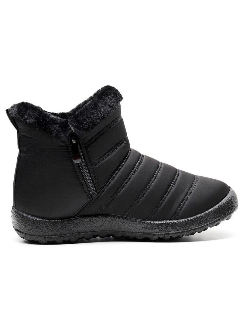 Loquat - Ankle Boots Thermal Waterproof Cotton Boots Black - Image 1