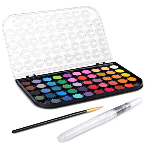 AROIC 48 Colors Watercolor Paint Set,Washable Water Color Paint KiTs with Refillable Water Brush Pens Travel Art Kit for Kids, Beginners & Artists Birthday Gift for Children & Art Lovers - Image 5